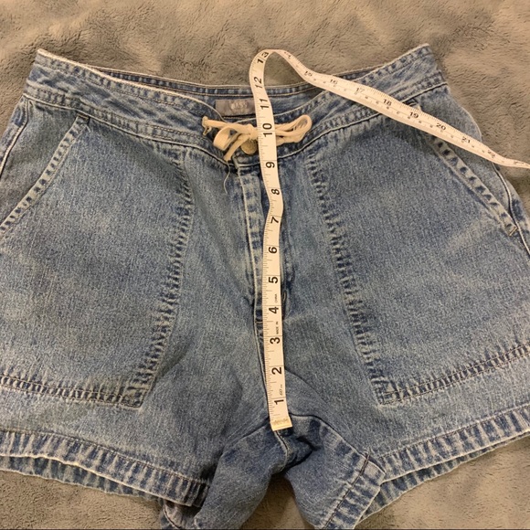Vintage 90s 2000s high rise tie denim mom shorts - Picture 9 of 9